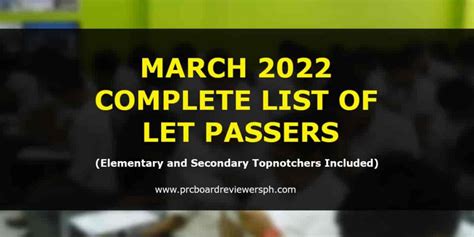 list of let passers 2022 secondary